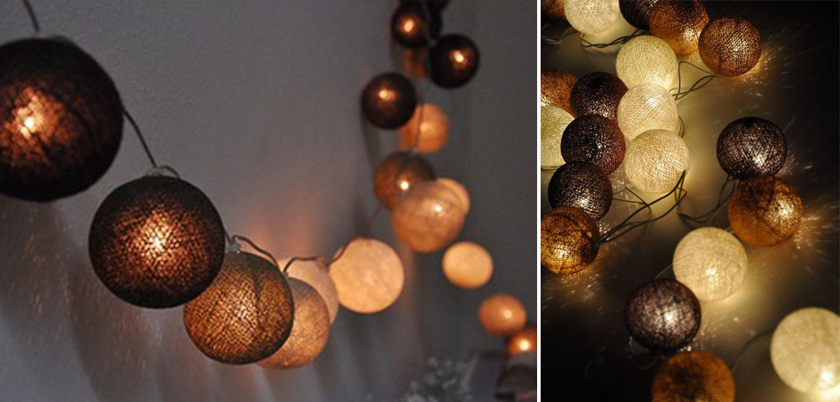 Гирлянда хлопковые фонарики Сotton Ball Brown - Loft-Concept в Челябинске