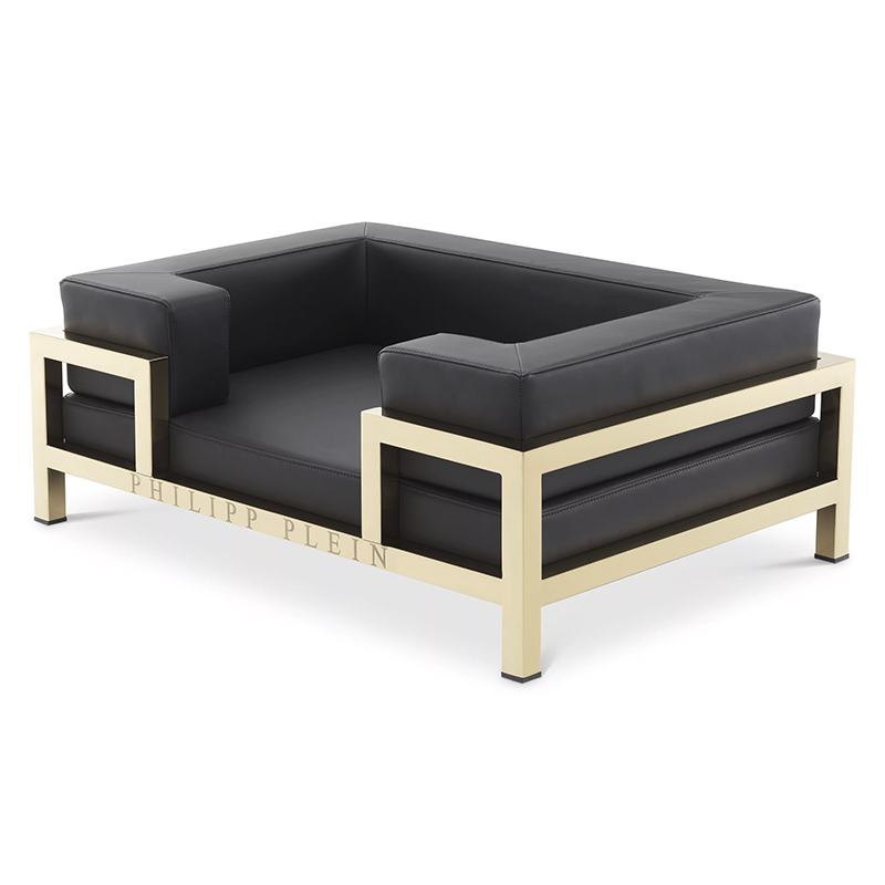 Лежанка для домашних животных Philipp Plein Dogbed High Conic L Gold Черный Золотой в Челябинске | Loft Concept 