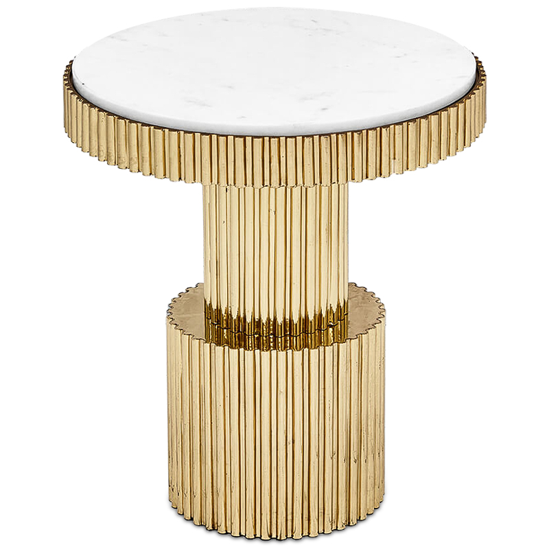 Приставной стол Brass Column Side Table Белый Латунь Приставной стол Brass Column Side Table Белый Латунь в Челябинске | Loft Concept