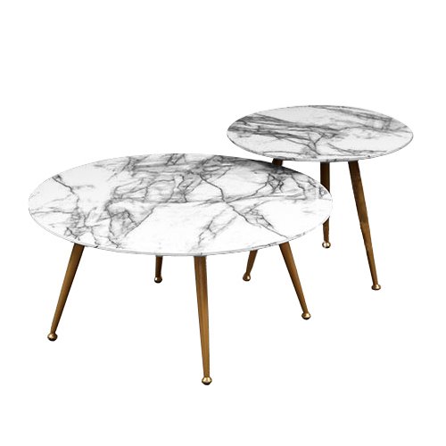 Комплект из двух столов Marble & Brass Латунь Белый Комплект из двух столов Marble & Brass Латунь Белый в Челябинске | Loft Concept