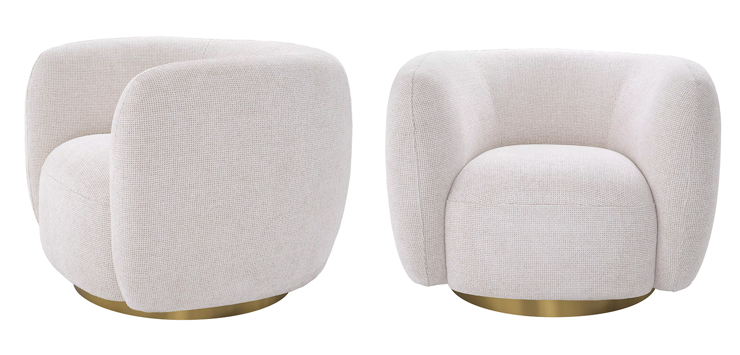 Кресло Eichholtz Swivel Chair Roxy Молочный Латунь - фото
