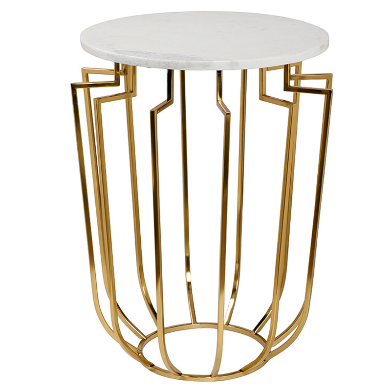 Приставной стол Embret Marble Side Table Глянцевое золото Белый Мрамор Bianco Приставной стол Embret Marble Side Table Глянцевое золото Белый Мрамор Bianco в Челябинске | Loft Concept