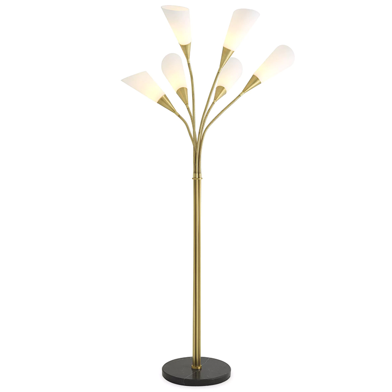 Торшер Eichholtz Floor Lamp Gagnon Черный Мрамор Nero Латунь Белый в Челябинске | Loft Concept 