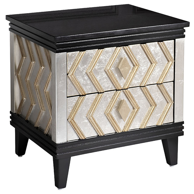 Тумба с каменной столешницей Birgit Nightstand Черный Серебряный Тумба с каменной столешницей Birgit Nightstand Черный Серебряный в Челябинске | Loft Concept