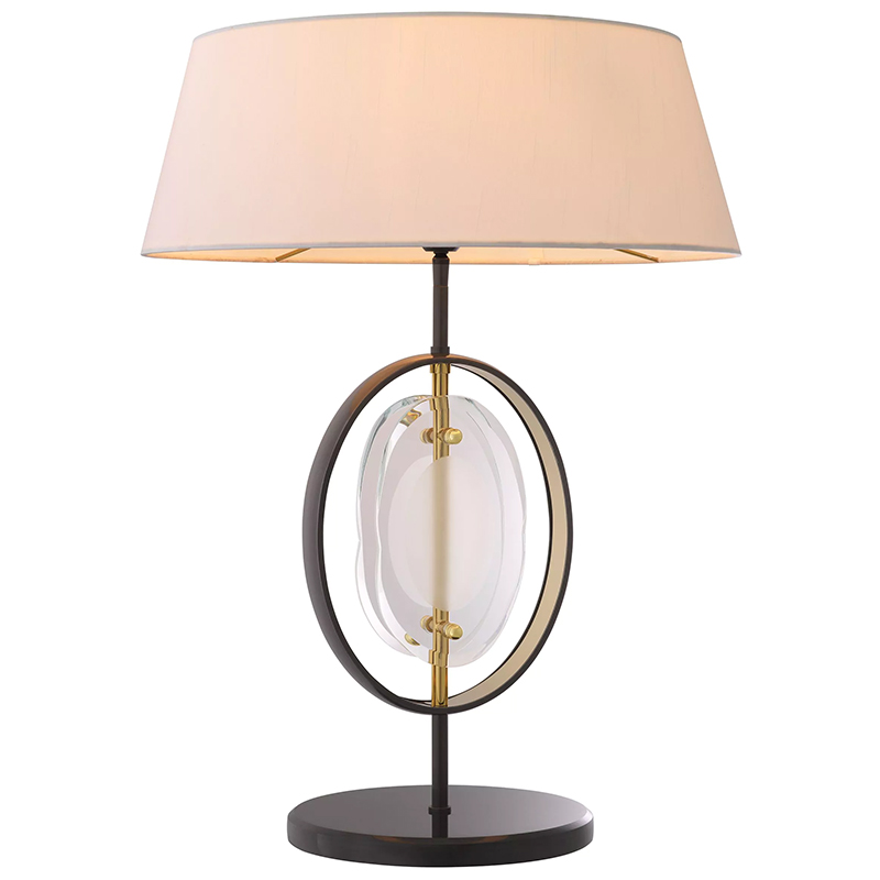 Настольная лампа Eichholtz Table Lamp Vincente Черный Золотой Кремовый Прозрачное Стекло в Челябинске | Loft Concept 