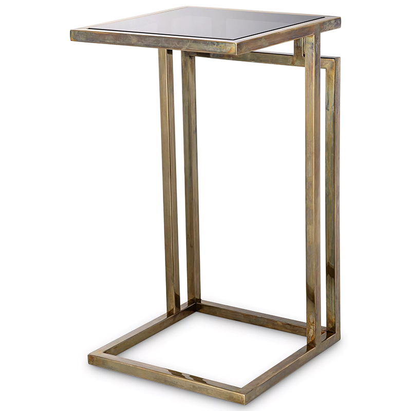 Приставной стол Eichholtz Side Table Marcus Brass Латунь Стекло Смок Приставной стол Eichholtz Side Table Marcus Brass Латунь Стекло Смок в Челябинске | Loft Concept