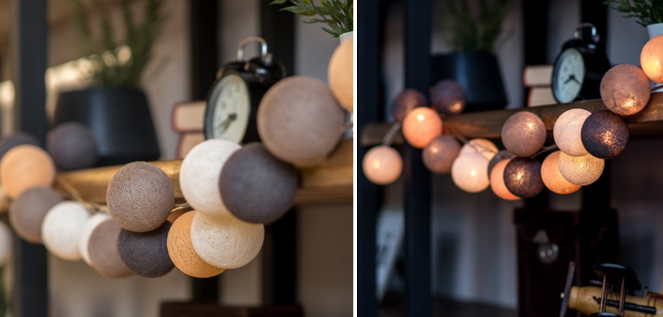 Гирлянда хлопковые фонарики Сotton Ball Clay - Loft-Concept в Челябинске