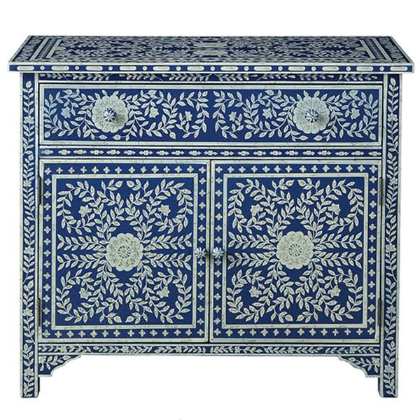 Комод инкрустация костью ORIENTAL Indian синий орнамент Синий Комод инкрустация костью ORIENTAL Indian синий орнамент Синий в Челябинске | Loft Concept
