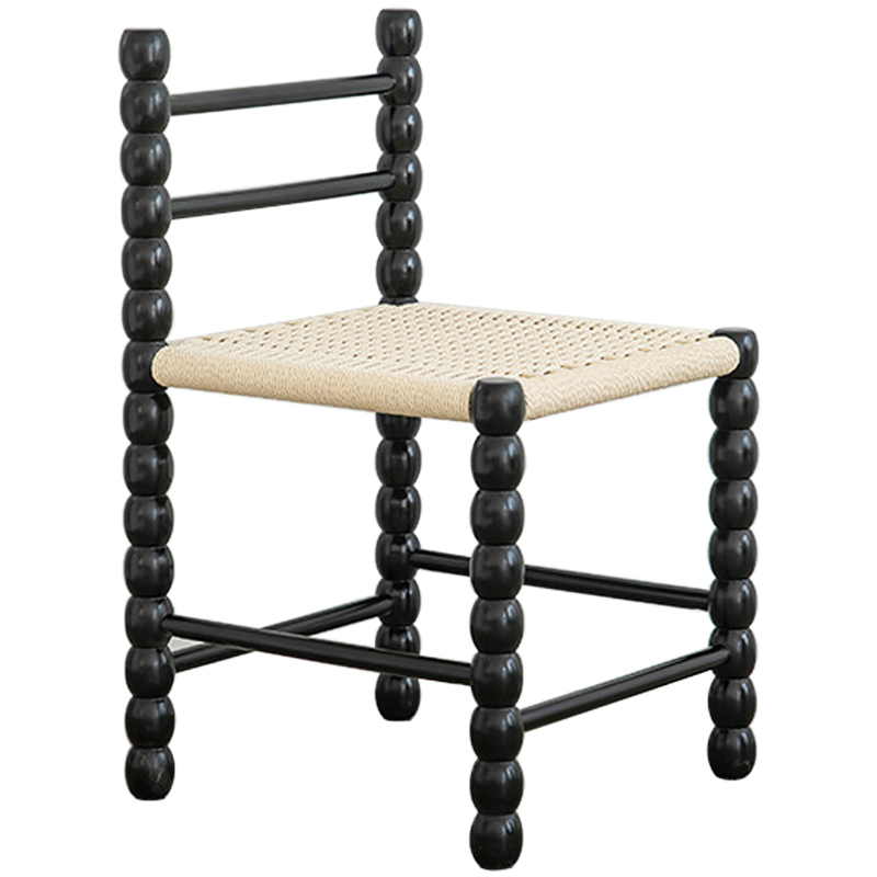 Стул French Corner Chair Black Черный Бежевый Стул French Corner Chair Black Черный Бежевый в Челябинске | Loft Concept