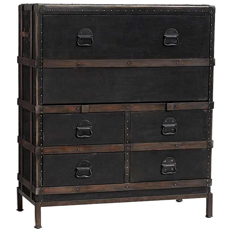 Комод в винтажном стиле Derik Vintage Chest of Drawers Черный Черный Коричневый винтаж Комод в винтажном стиле Derik Vintage Chest of Drawers Черный Черный Коричневый винтаж в Челябинске | Loft Concept