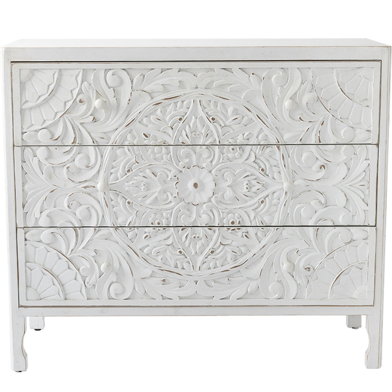 Комод с резным декорированным фасадом Matsi Provence Chest of Drawers Белый Белый Комод с резным декорированным фасадом Matsi Provence Chest of Drawers Белый Белый в Челябинске | Loft Concept