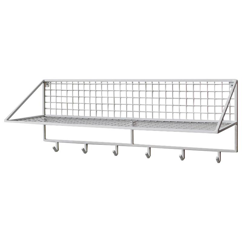 Вешалка с полкой Rhian Industrial Metal Rust Shelf White Белый Вешалка с полкой Rhian Industrial Metal Rust Shelf White Белый в Челябинске | Loft Concept
