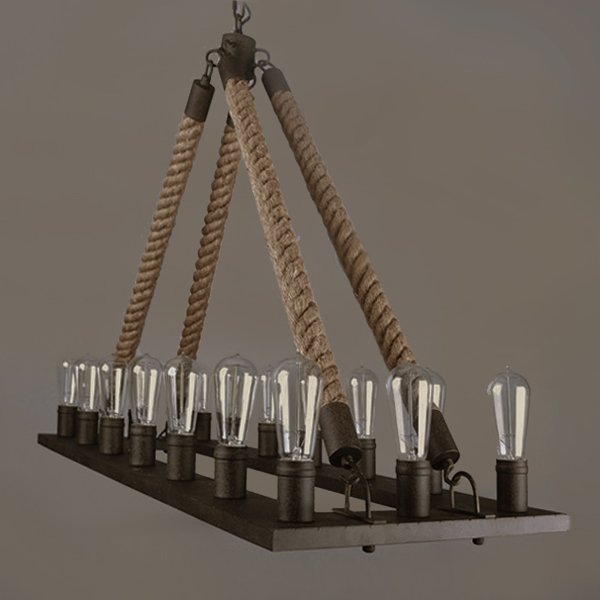 Люстра Square Large Loft Rope Light Черный Люстра Square Large Loft Rope Light Черный в Челябинске | Loft Concept