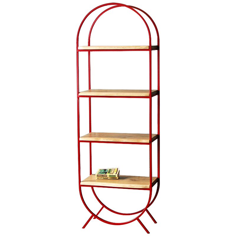 Стеллаж Rumo Industrial Metal Rust Rack Красный Древесина в Челябинске | Loft Concept 