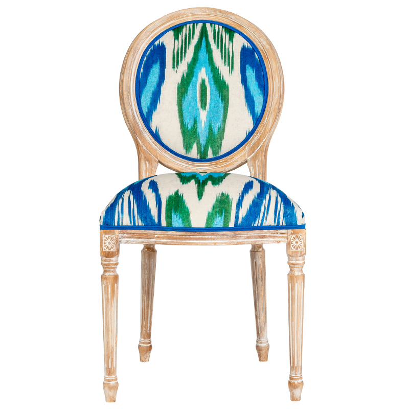 Мягкий стул с узором Ikat Pattern Белый Коричневый Мульти Мягкий стул с узором Ikat Pattern Белый Коричневый Мульти в Челябинске | Loft Concept