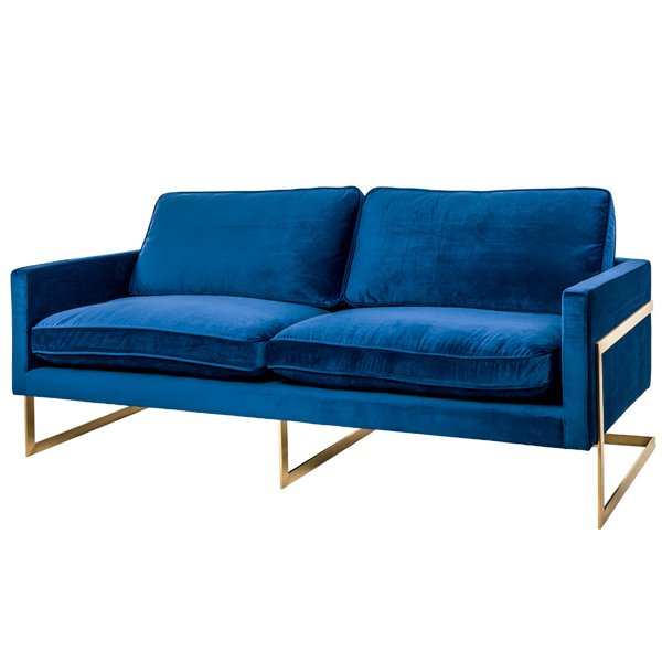 Диван бархатный Accent Velvet Sofa Золотой Синий Диван бархатный Accent Velvet Sofa Золотой Синий в Челябинске | Loft Concept