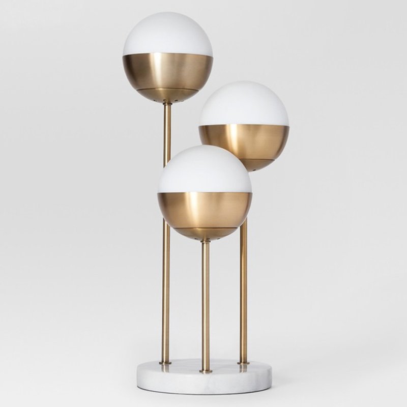 Geneva Glass Table Lamp Triple Globe Белый Латунь Geneva Glass Table Lamp Triple Globe Белый Латунь в Челябинске | Loft Concept