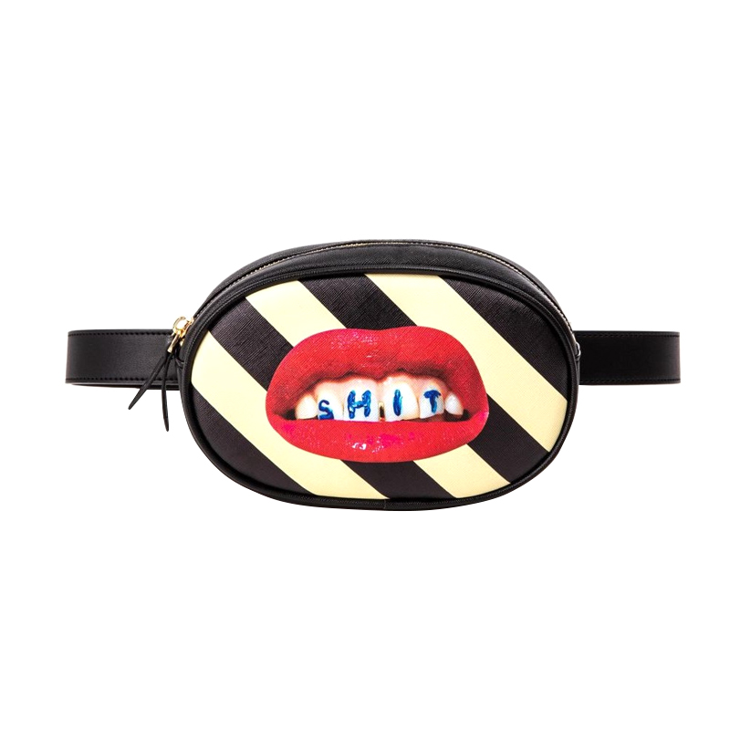 Поясная сумка Seletti Shit Striped Черный Красный Белый Поясная сумка Seletti Shit Striped Черный Красный Белый в Челябинске | Loft Concept