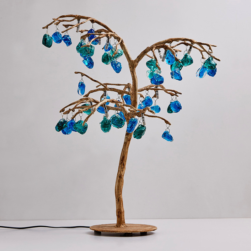 Настольная лампа Precious Tree Table lamp Винтажное Темное Золото Синий Бирюзовый Настольная лампа Precious Tree Table lamp Винтажное Темное Золото Синий Бирюзовый в Челябинске | Loft Concept