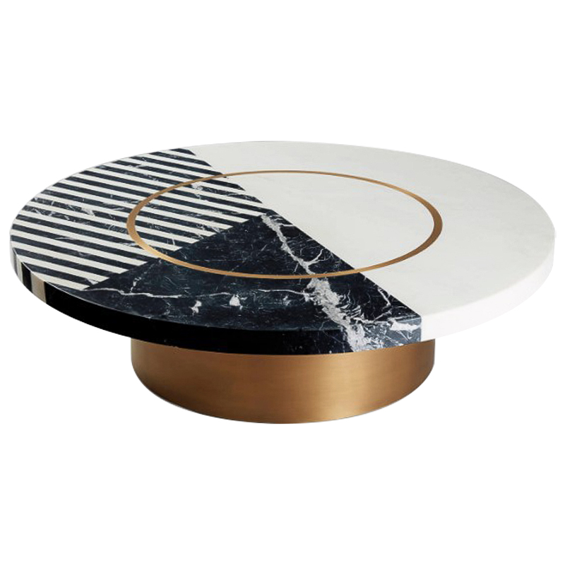 Кофейный стол Mercado Marble Brass Coffee Table Черно-белый Латунь Кофейный стол Mercado Marble Brass Coffee Table Черно-белый Латунь в Челябинске | Loft Concept