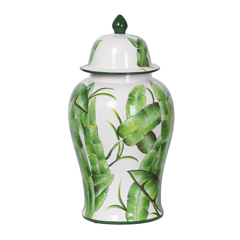 Ваза Vase Green Leaves I Белый Зеленый Ваза Vase Green Leaves I Белый Зеленый в Челябинске | Loft Concept