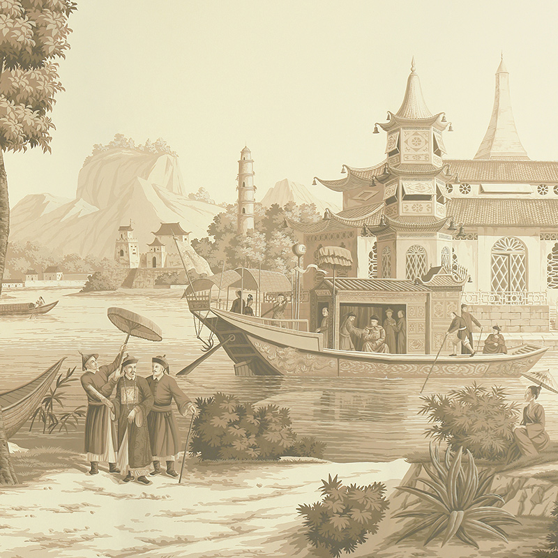 Обои ручная роспись Procession Chinoise Sepia on scenic paper  в Челябинске | Loft Concept 