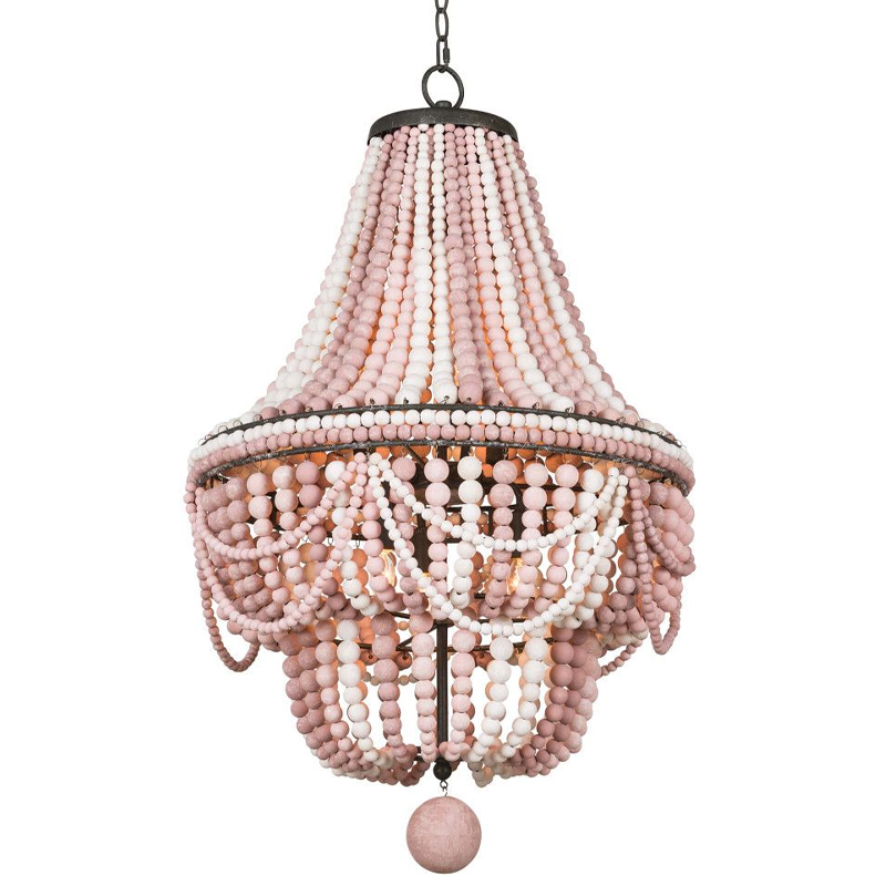 Люстра каплевидной формы украшенная розовыми круглыми бусинами Pink Beads Chandelier Розовый Белый Люстра каплевидной формы украшенная розовыми круглыми бусинами Pink Beads Chandelier Розовый Белый в Челябинске | Loft Concept