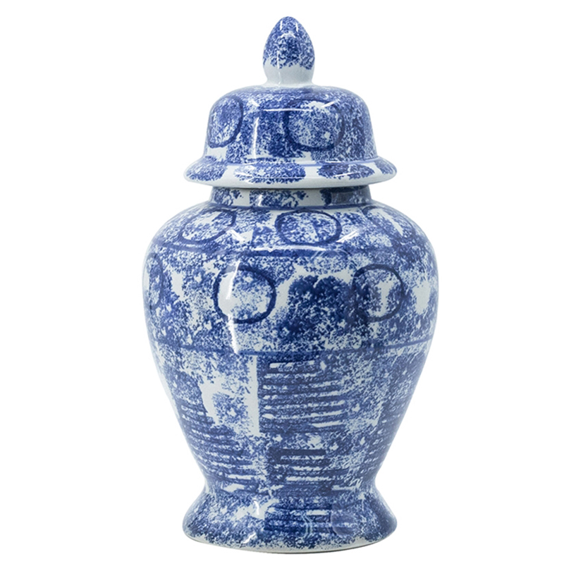 Ваза с крышкой Abstraction Vase Синий Белый Ваза с крышкой Abstraction Vase Синий Белый в Челябинске | Loft Concept