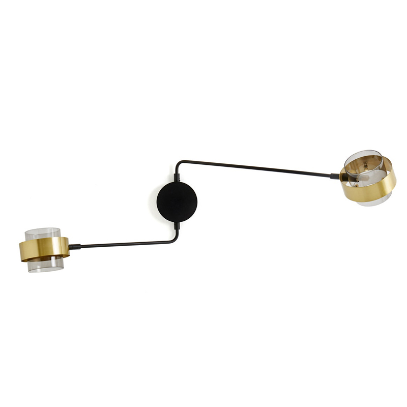 Бра Truvor Sconce Double Стекло Смок Латунь Черный Бра Truvor Sconce Double Стекло Смок Латунь Черный в Челябинске | Loft Concept