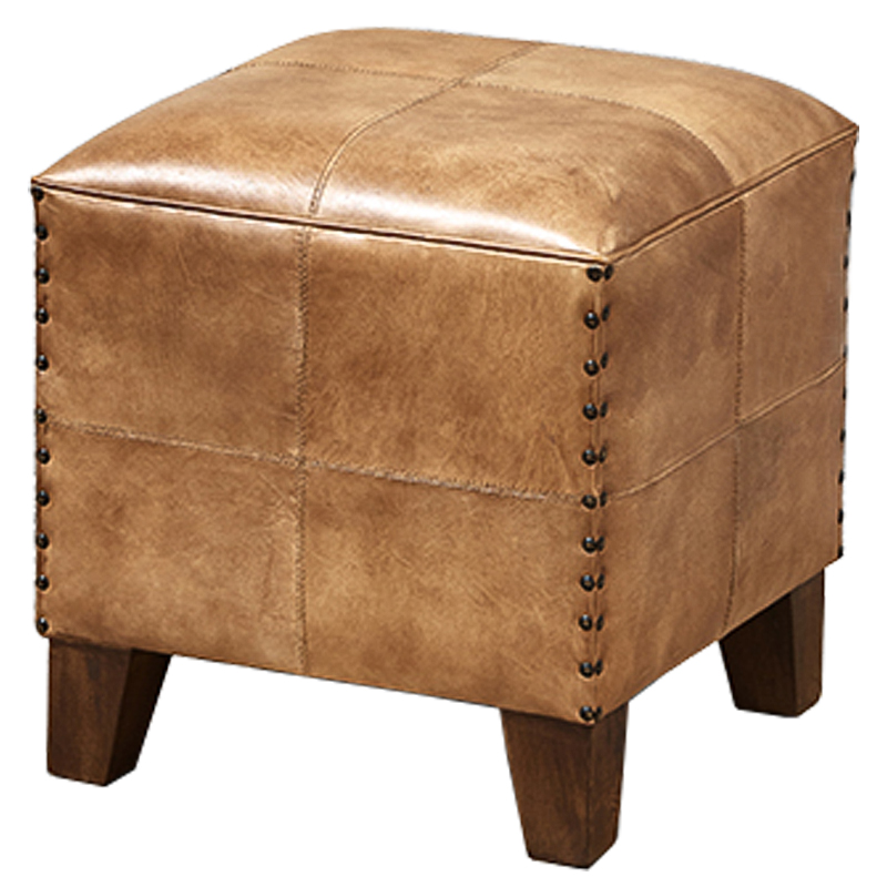 Пуф Leather Cube Puff Коричневый Карамель Пуф Leather Cube Puff Коричневый Карамель в Челябинске | Loft Concept