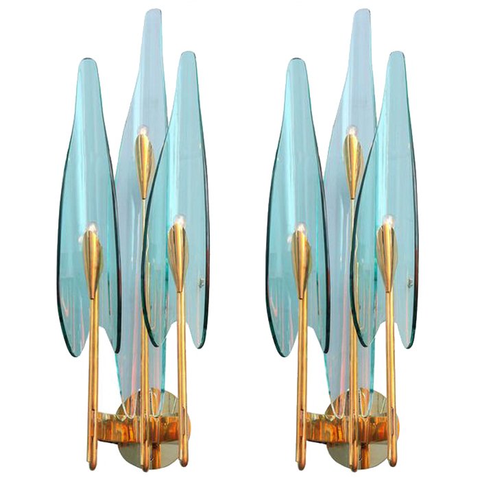 Бра Max Ingrand for Fontana Arte Sconces Золотой Синий Бра Max Ingrand for Fontana Arte Sconces Золотой Синий в Челябинске | Loft Concept