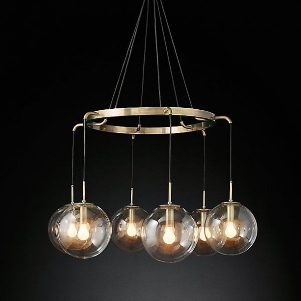 Люстра RH LANGUEDOC Round Chandelier Antique Brass Латунь Люстра RH LANGUEDOC Round Chandelier Antique Brass Латунь в Челябинске | Loft Concept