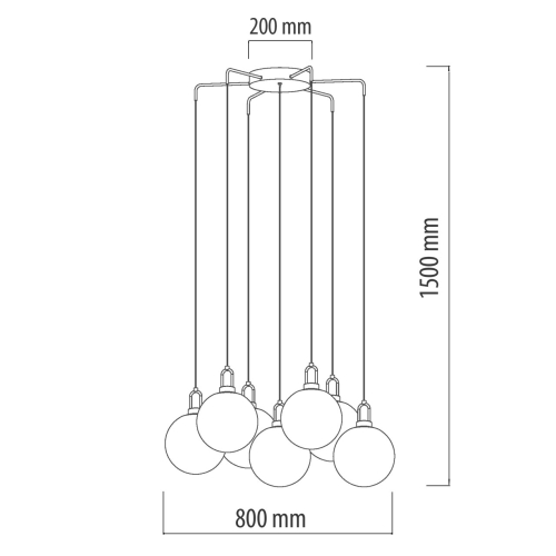 Люстра с 7-ю плафонами из прозрачного стекла в форме шара Orb Cascade  в Челябинске