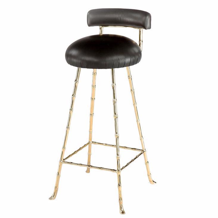 Барный стул High Upholstered Bar Stool Глянцевое золото Черный в Челябинске | Loft Concept 