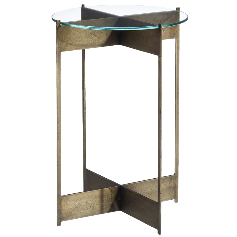 Круглый приставной столик со стеклянной столешницей Lochlan Side Table Бронза Прозрачное Стекло Круглый приставной столик со стеклянной столешницей Lochlan Side Table Бронза Прозрачное Стекло в Челябинске | Loft Concept