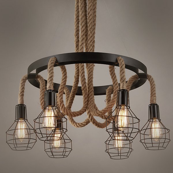 Люстра Loft Rope Chandelier cage VI Люстра Loft Rope Chandelier cage VI в Челябинске | Loft Concept