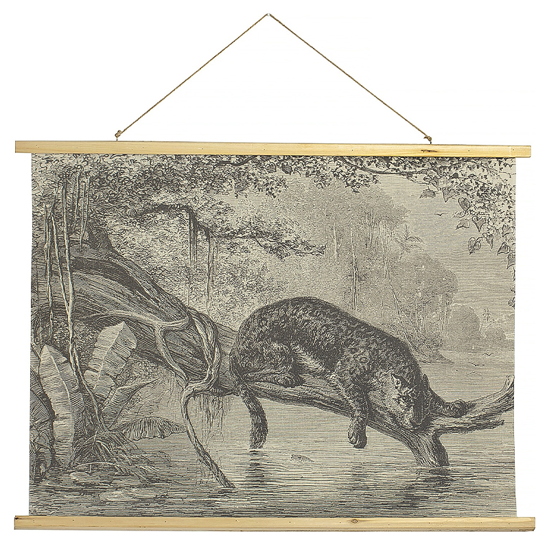 Картина подвесная Leopard on a Tree Poster Бежево-серый Древесина Картина подвесная Leopard on a Tree Poster Бежево-серый Древесина в Челябинске | Loft Concept