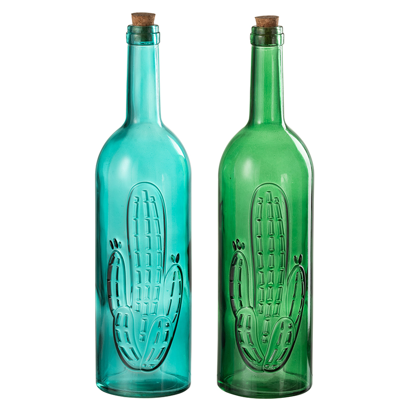 Набор декоративных бутылок Blue Green Cactus Голубой Зеленый Набор декоративных бутылок Blue Green Cactus Голубой Зеленый в Челябинске | Loft Concept