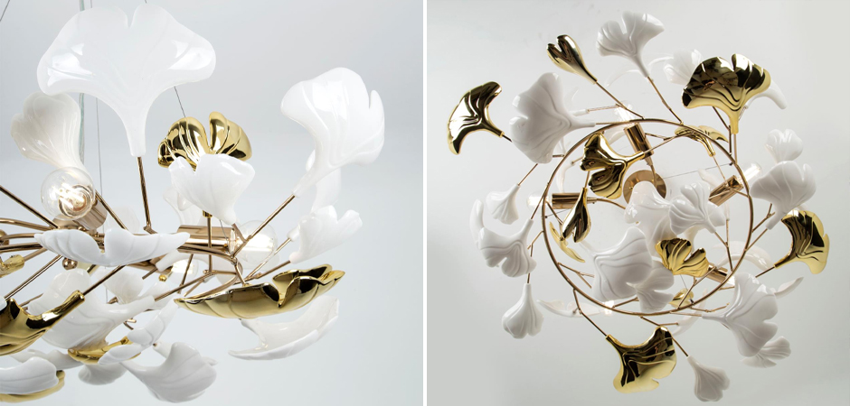 Люстра Wintery flover Gold с Белыми декоративными плафонами Люстра Wintery flover Gold с Белыми декоративными плафонами - Loft-Concept в Челябинске