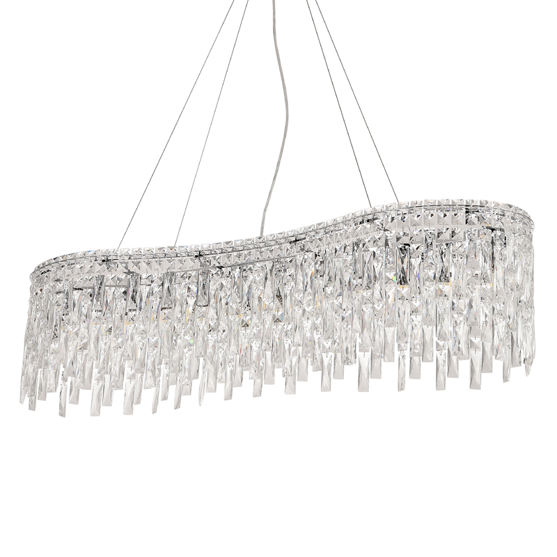 Люстра подвесная вытянутой формы с хрустальными подвесками Ludivine Lighting Хром Прозрачный Люстра подвесная вытянутой формы с хрустальными подвесками Ludivine Lighting Хром Прозрачный в Челябинске | Loft Concept