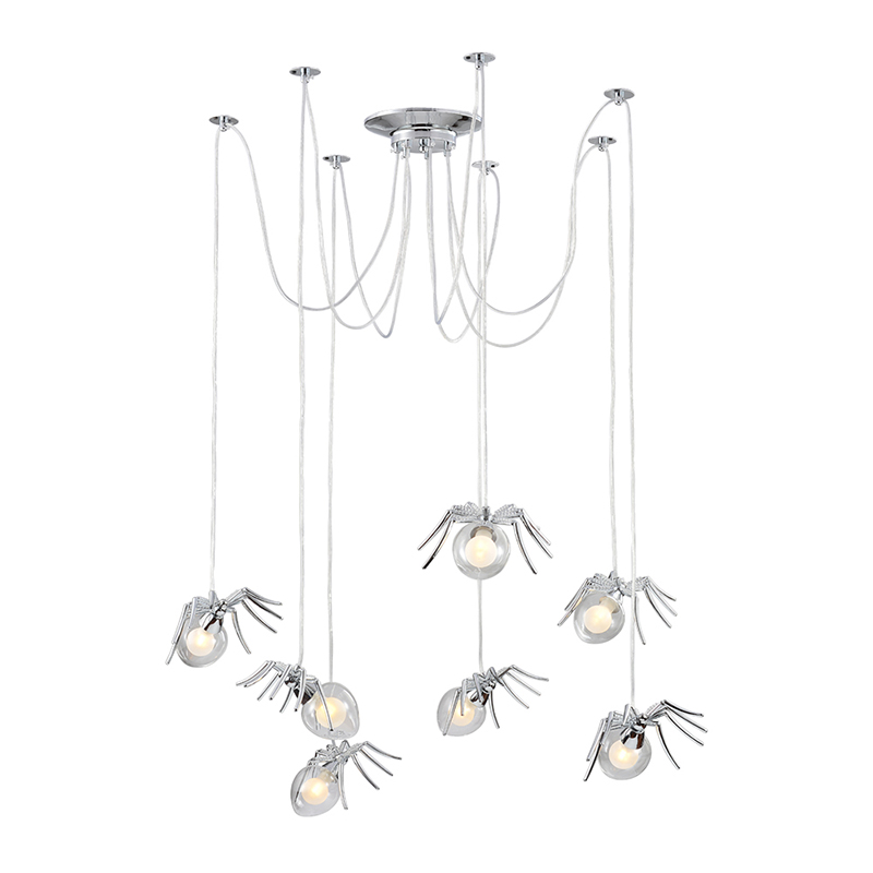 Люстра серебряная Паук Spiders lamp 7 Серебряный Прозрачный Люстра серебряная Паук Spiders lamp 7 Серебряный Прозрачный в Челябинске | Loft Concept