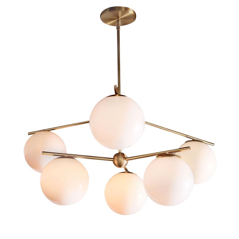 Люстра Sphere Stem 6-Light Chandelier Bronze Латунь Белый Люстра Sphere Stem 6-Light Chandelier Bronze Латунь Белый в Челябинске | Loft Concept
