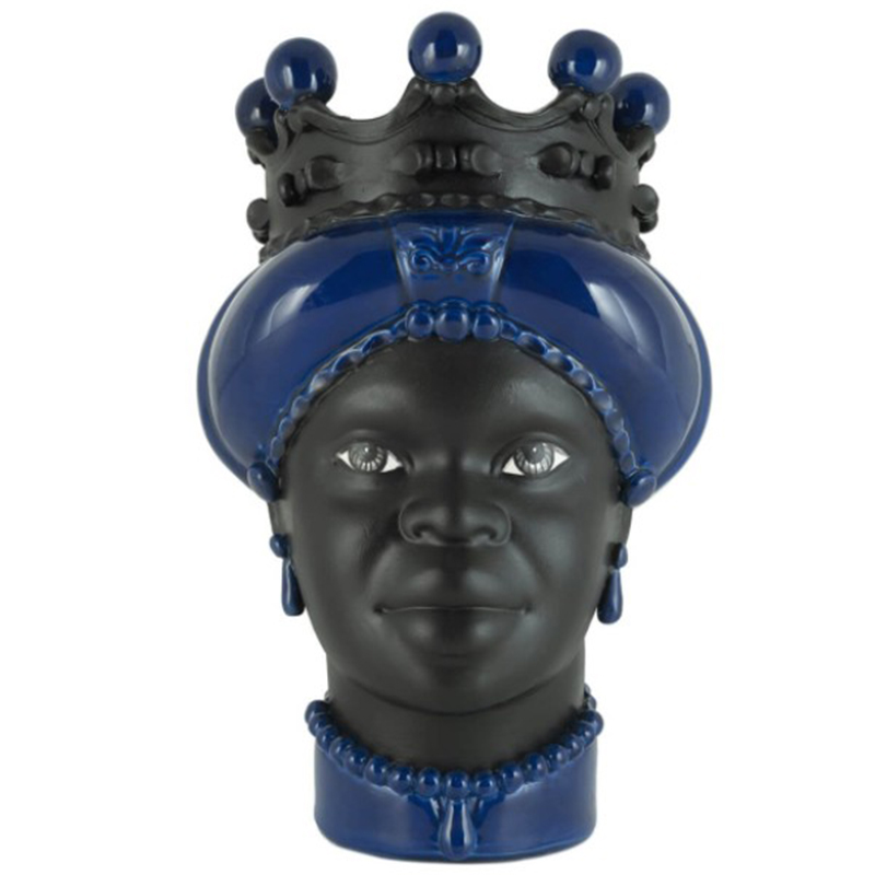 Ваза VASE MORO LADY CROWN DARK blue Черный Синий Ваза VASE MORO LADY CROWN DARK blue Черный Синий в Челябинске | Loft Concept