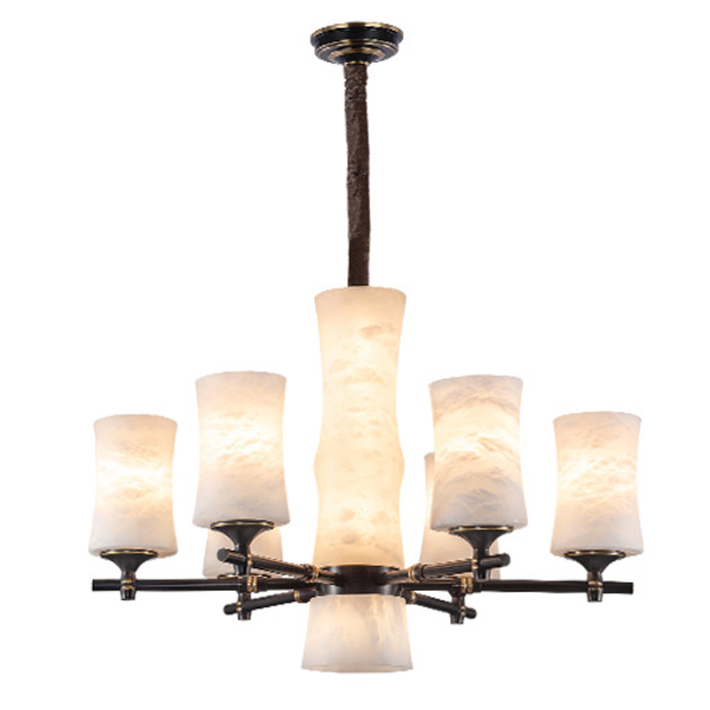 Дизайнерская люстра 6 плафонов из натурального мрамора Marble Shades Chandelier Золотой Коричневый Дизайнерская люстра 6 плафонов из натурального мрамора Marble Shades Chandelier Золотой Коричневый в Челябинске | Loft Concept