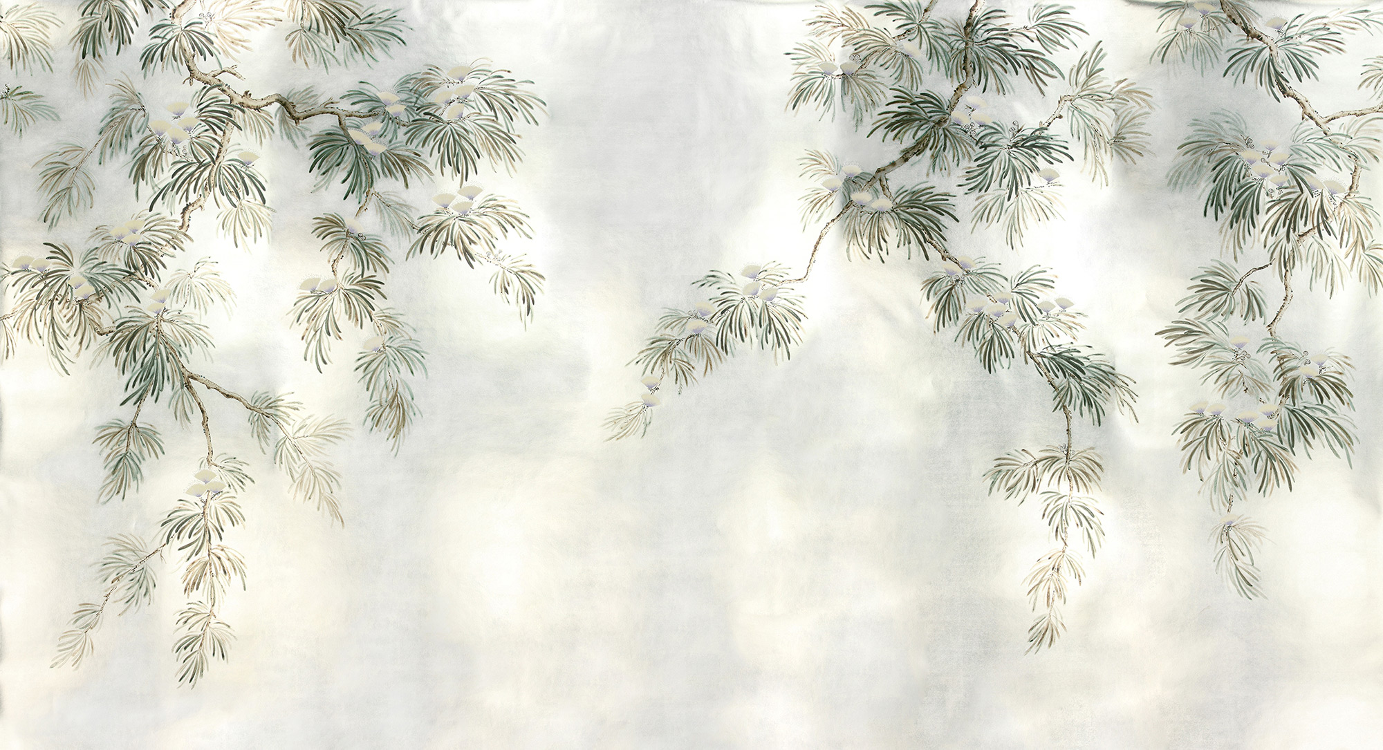 Обои ручная роспись Silk Tree Original colourway on White Metal gilded paper Обои ручная роспись Silk Tree Original colourway on White Metal gilded paper - постер Loft-Concept в Челябинске