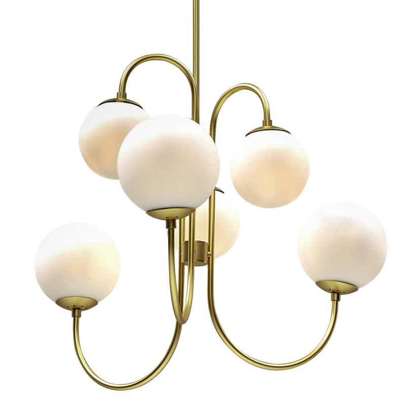 Люстра Gooseneck Pelle Gold Chandelier Белый Золотой в Челябинске | Loft Concept 