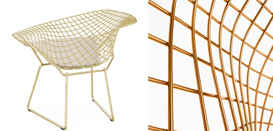 Кресло Bertoia Diamond Chair Gold Кресло Bertoia Diamond Chair Gold - Loft-Concept в Челябинске