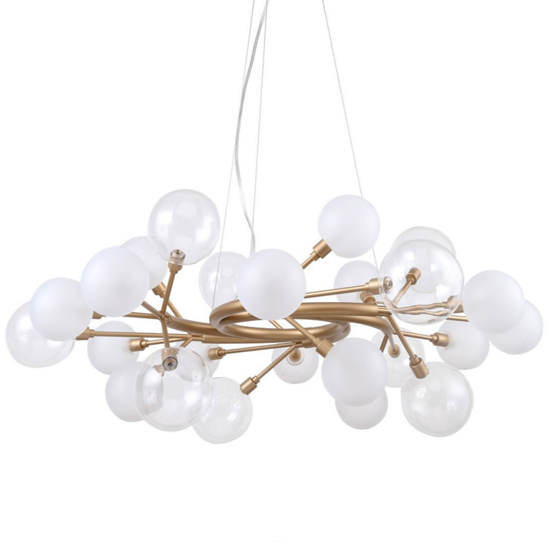 Люстра Berries Chandelier White 85 матовое золото Прозрачный Прозрачный белый Люстра Berries Chandelier White 85 матовое золото Прозрачный Прозрачный белый в Челябинске | Loft Concept