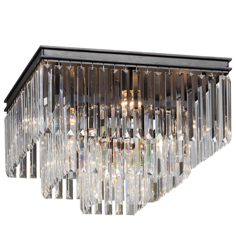 Потолочный светильник ODEON CLEAR GLASS 3-TIER 52 см Черный в Челябинске | Loft Concept 