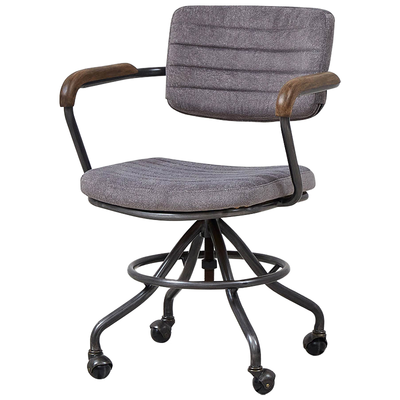 Кресло на колесах Lyndon Chair Серый Коричневый Черный Кресло на колесах Lyndon Chair Серый Коричневый Черный в Челябинске | Loft Concept